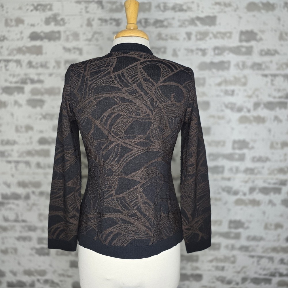 Exclusively Misook Jacket Blazer Womens Petite XS Black Brown Long Sleeve Knit - Picture 6 of 13